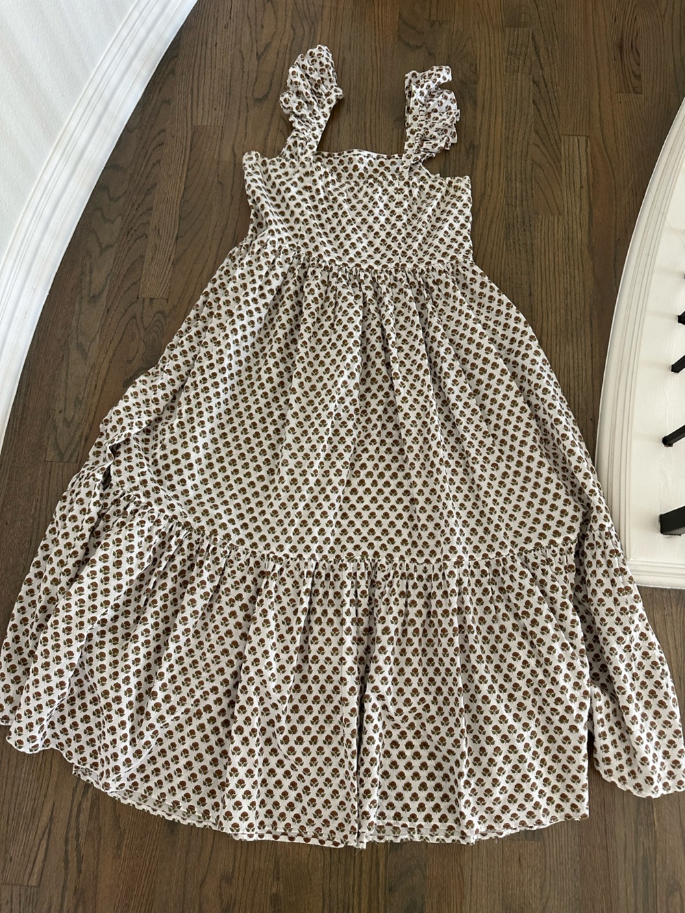 Daughters of India Maxi Dress with Brown Floral Print